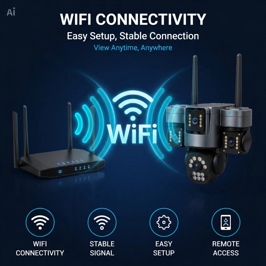 4-Lens Wireless PTZ Security Camera with Solar Panel (WiFi) view 3