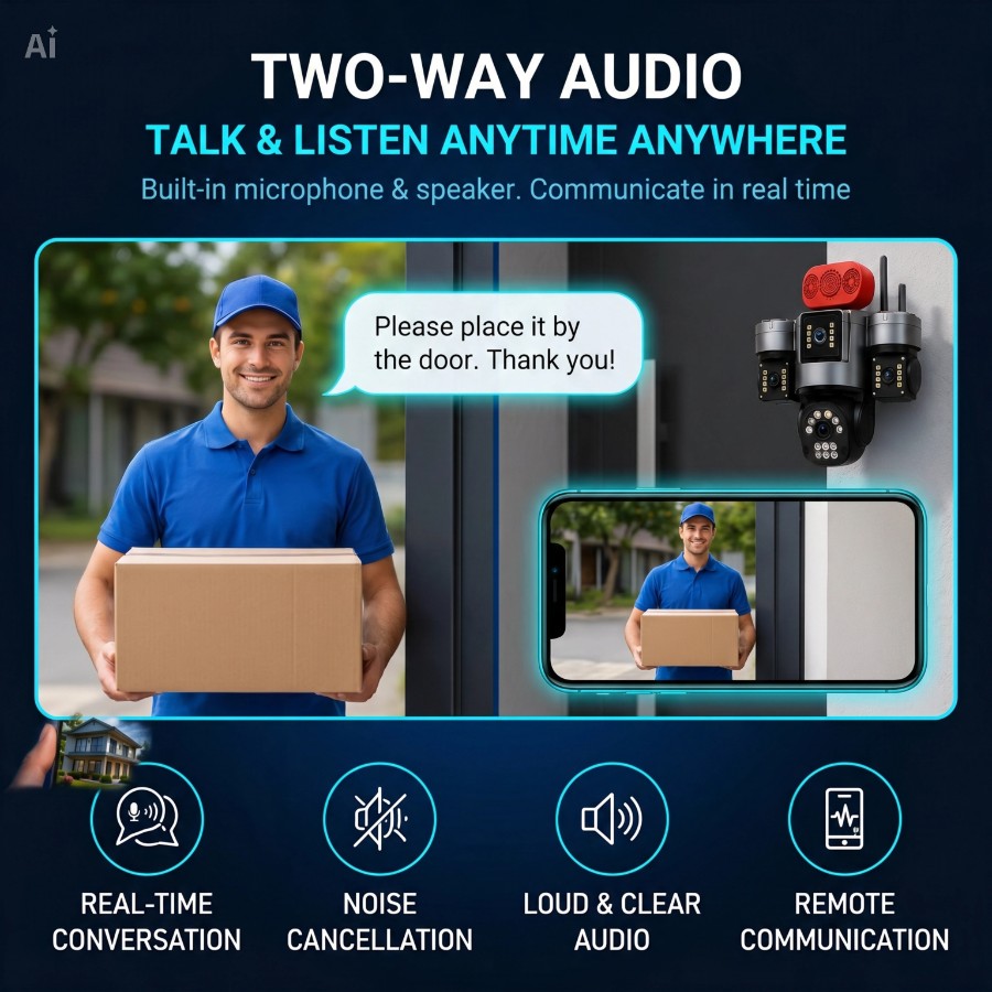 4-Lens Wireless PTZ Security Camera with Solar Panel (WiFi) view 6
