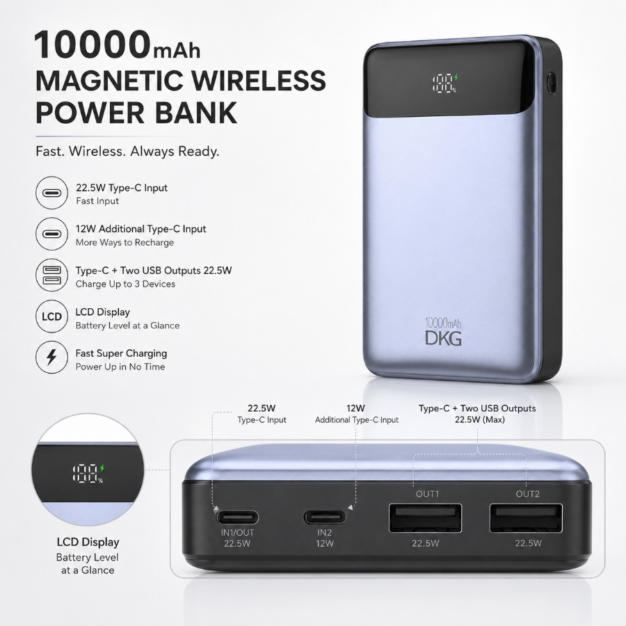 Magnetic Wireless power bank view 2