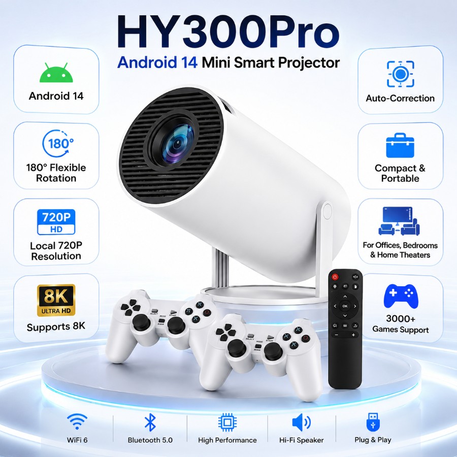 Y300Pro Android 14 Mini Smart Projector view 3