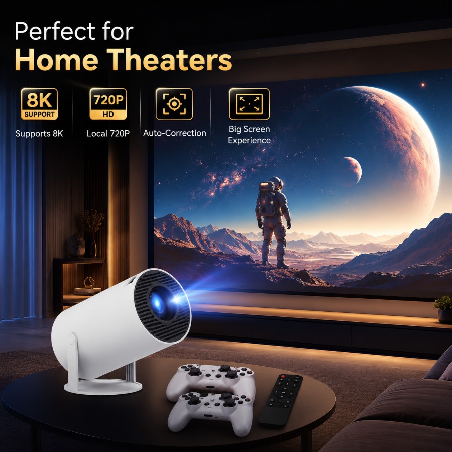 Y300Pro Android 14 Mini Smart Projector view 4