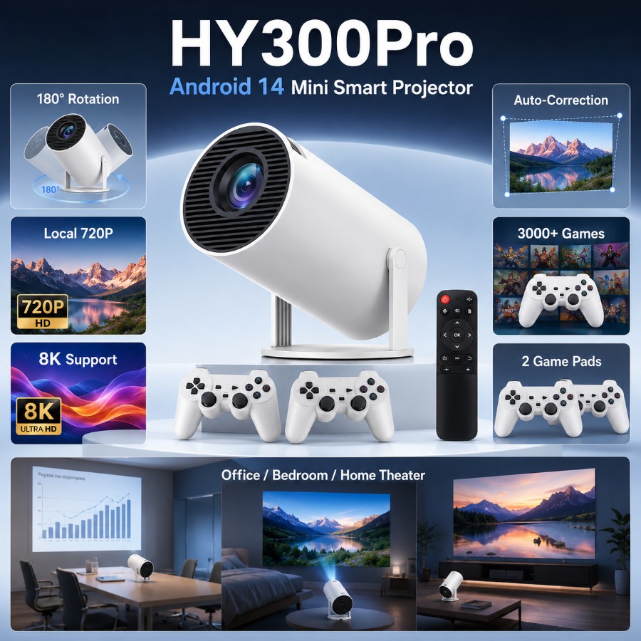 Y300Pro Android 14 Mini Smart Projector view 6