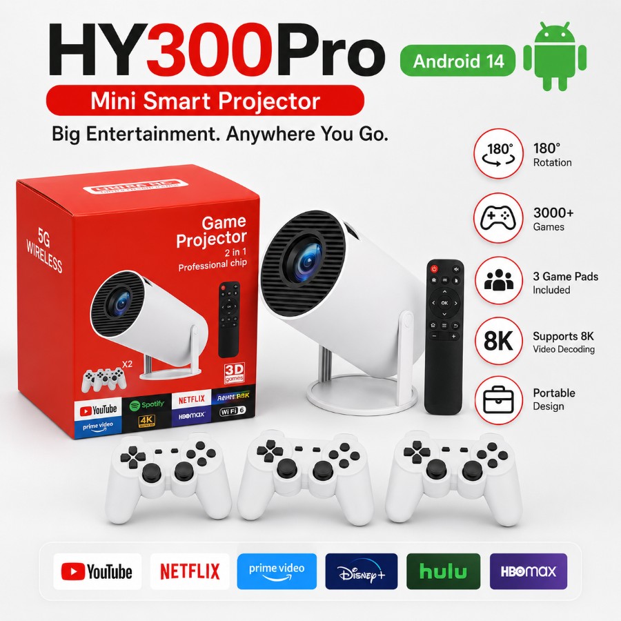 Y300Pro Android 14 Mini Smart Projector view 7