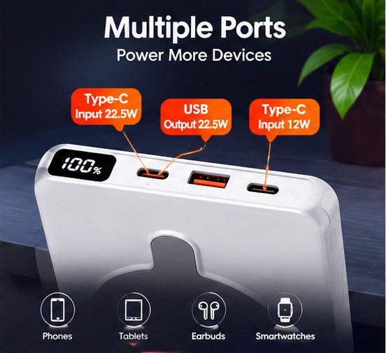 10000mAh Magnetic Wireless power bank view 2