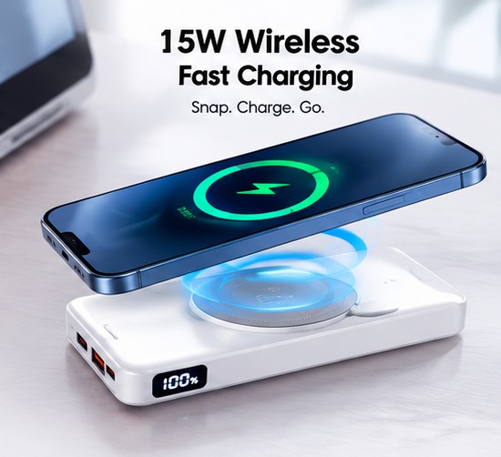 10000mAh Magnetic Wireless power bank view 3