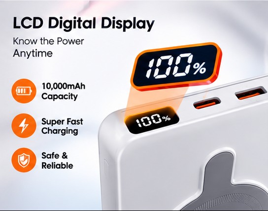 10000mAh Magnetic Wireless power bank view 5