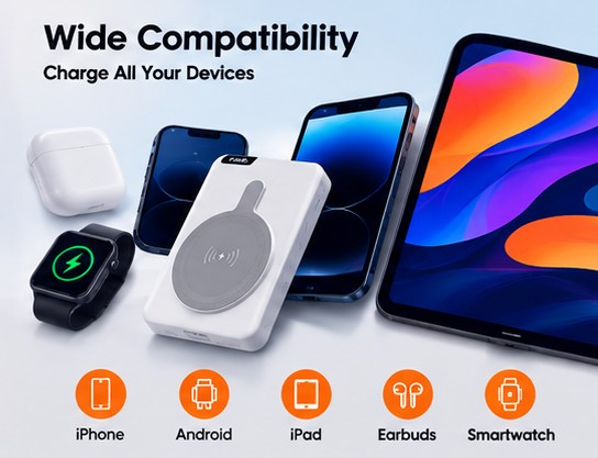 10000mAh Magnetic Wireless power bank view 6