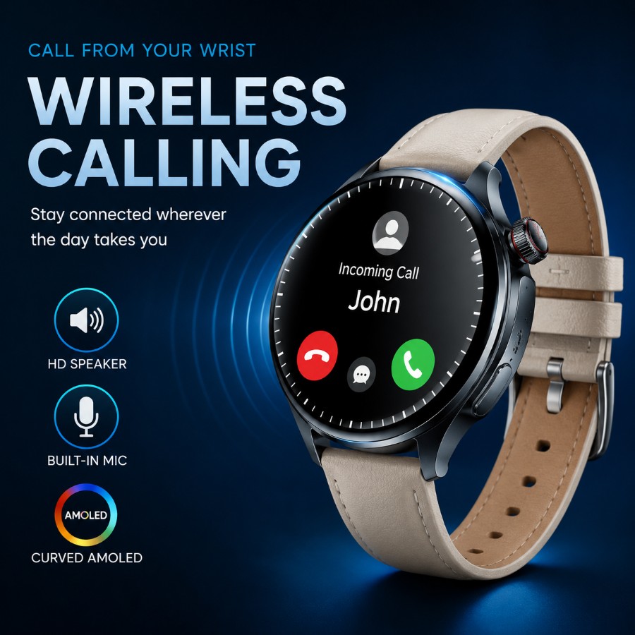 Curved AMOLED Smartwatch with 3 Premium Straps view 2