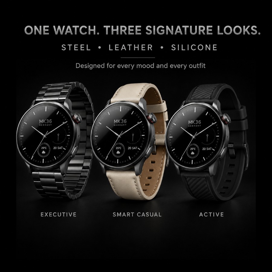 Curved AMOLED Smartwatch with 3 Premium Straps view 6