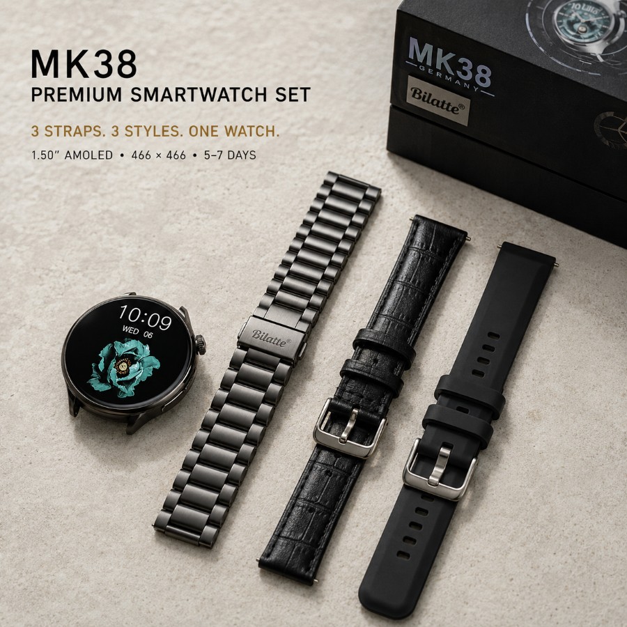 Curved AMOLED Smartwatch with 3 Premium Straps view 3