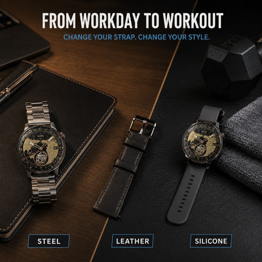 Curved AMOLED Smartwatch with 3 Premium Straps view 6